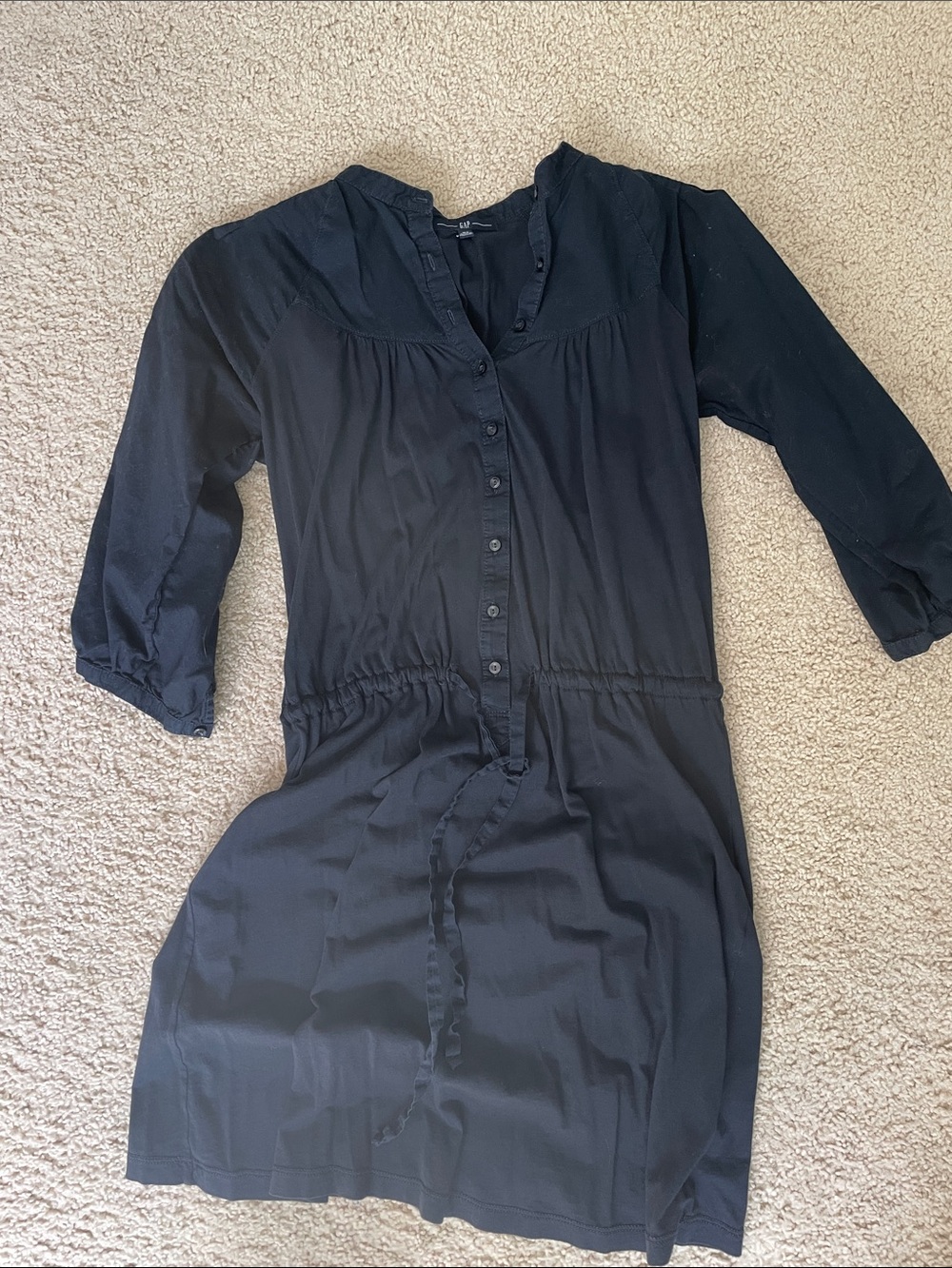 GAP navy blue Long-Sleeve Button-Front Shirt Dress